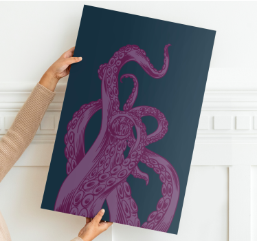 Purple octopus tentacle sea creatures Bathroom canvas - TenStickers