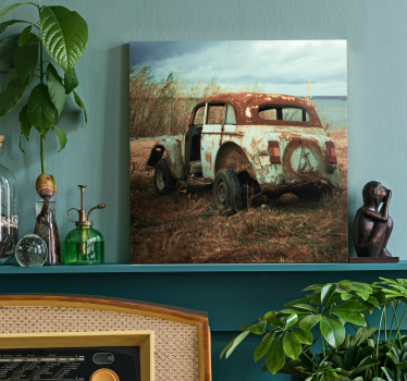 Retro canvas rusty classic car art print - TenStickers