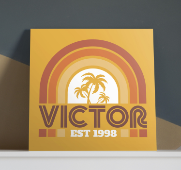 Retro Sunset and Palms 70's canvas wall art - TenStickers