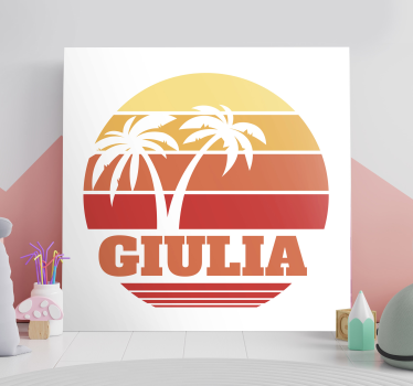 Retro Sunset with your name customisable canvas prints - TenStickers