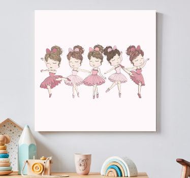 Set of pink ballerinas wall pictures for nursery - TenStickers