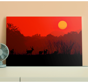 Stag canvas silhouette of a sunset - TenStickers