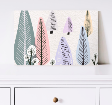 Scandinavian colorful forest tree canvas wall art - TenStickers