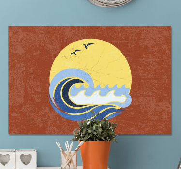 Sun, Beach and Wave 70's canvas wall art - TenStickers