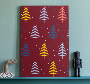 Tree canvas wall art colorful pine branches - TenStickers