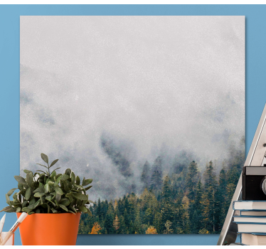 Tree canvas wall art misty forest landscape - TenStickers
