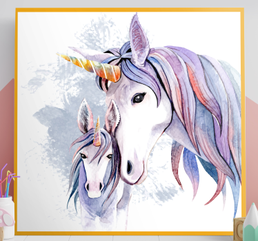 Mother and daughter  unicorn canvas wall art - TenStickers