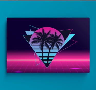 Vaporwave style palm tree vintage wall prints - TenStickers