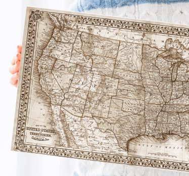 Vintage North America  world map art canvas - TenStickers