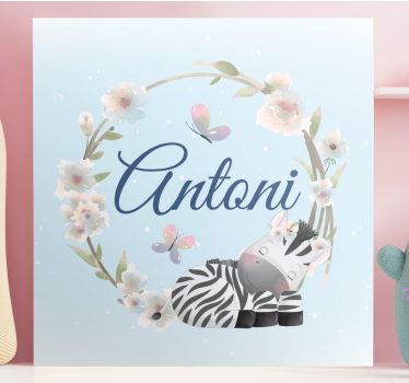 Zebra Floral Design cocktail canvas - TenStickers