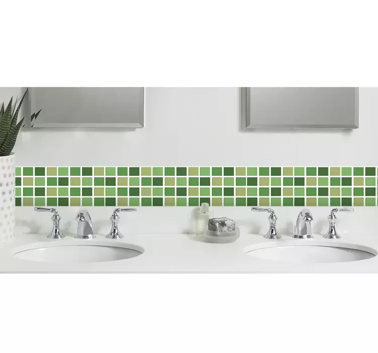Green tones border tile stickers - TenStickers