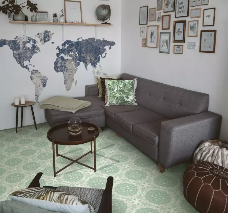 Gemstone World Map Wall Sticker - TenStickers