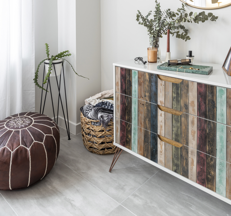 Colorful painted vertical plank furniture decal - TenStickers
