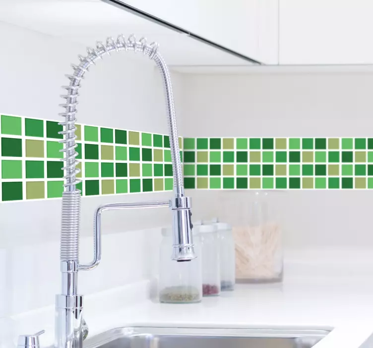 Green tones border tile stickers - TenStickers