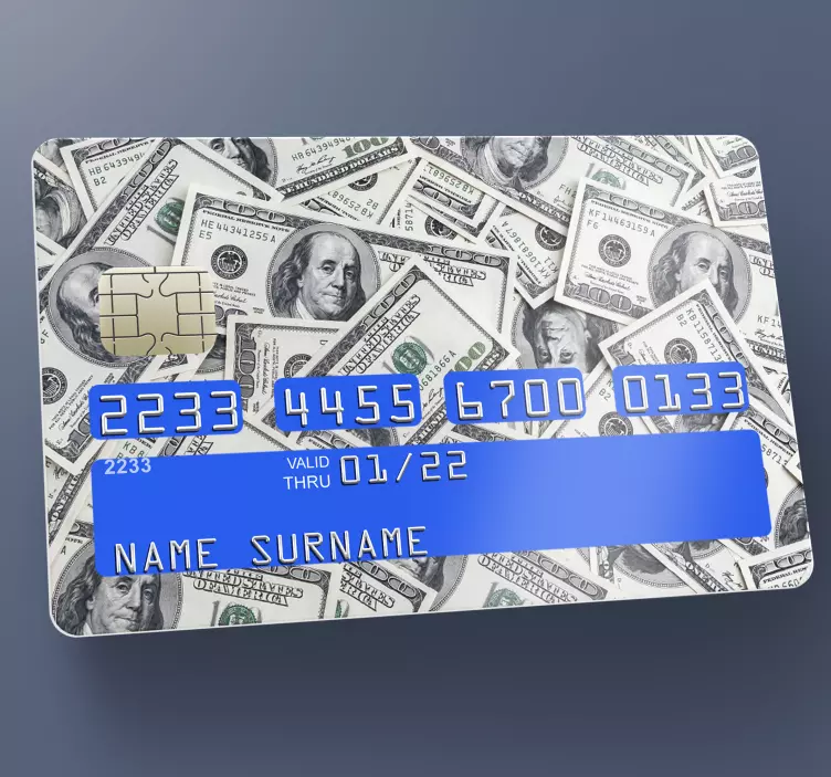 Dollars banknote pattern credit card sticker - TenStickers