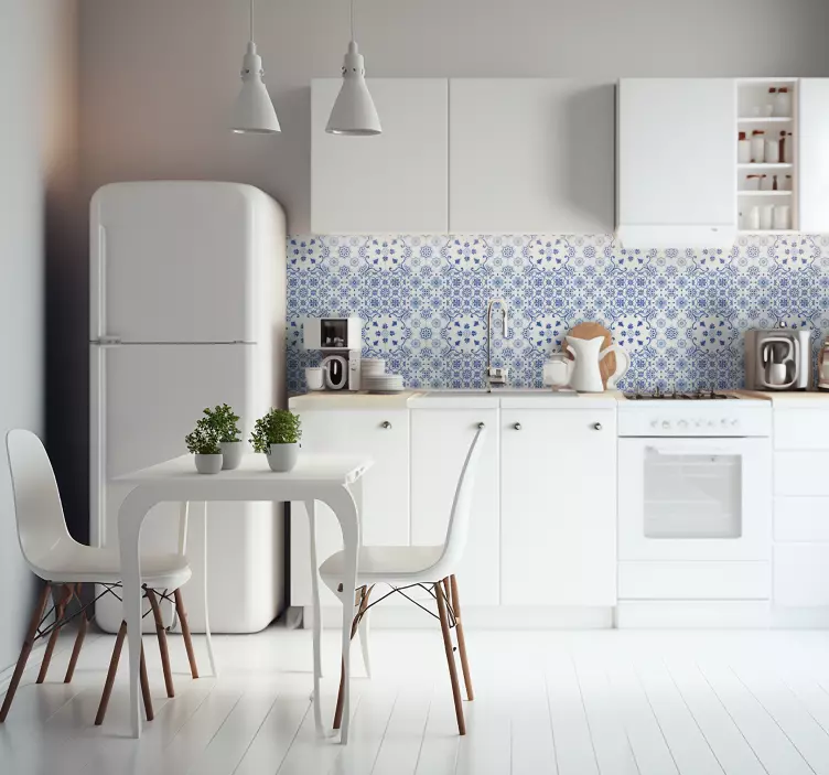 Delft blue ornamental kitchen tile sticker - TenStickers