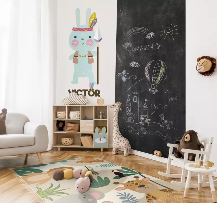 Happy Brave Bunny wall sticker for kids - TenStickers