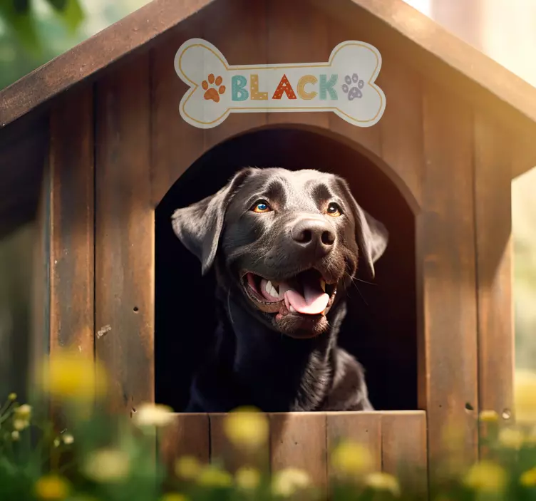 Dog house name pet vinyl sticker - TenStickers