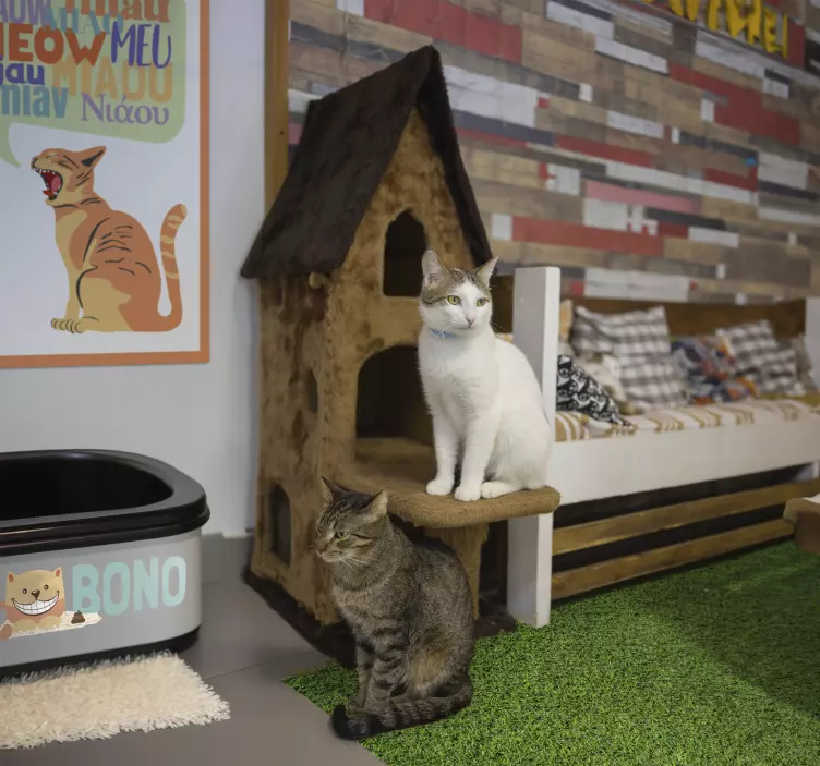 Cat litter box name sticker - TenStickers