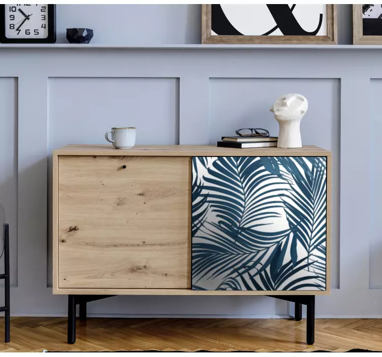 Blue palm leaves design furniture decal - TenStickers