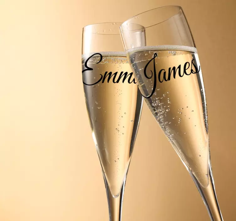 Customized Champagne Glasses wedding sticker - TenStickers
