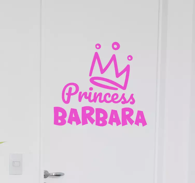 Princess crown with name door sticker - TenStickers