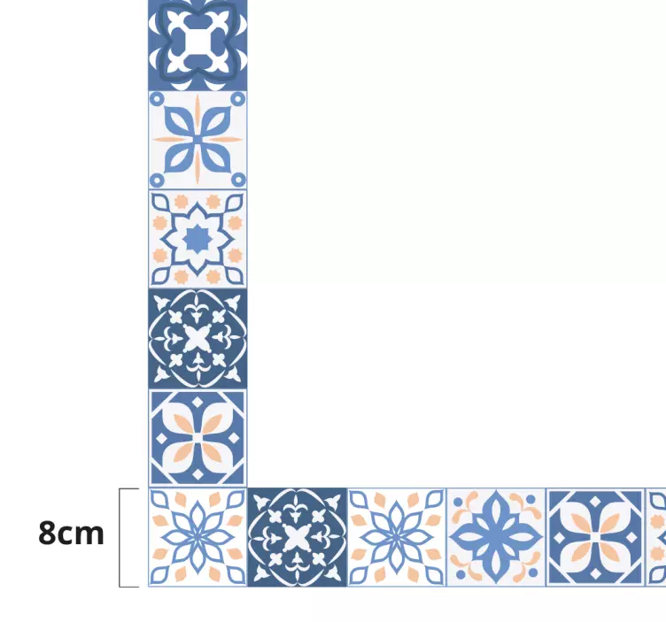 Blue tile frame design mirror sticker - TenStickers