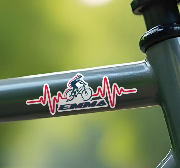 Heart beat bike sticker with name - TenStickers