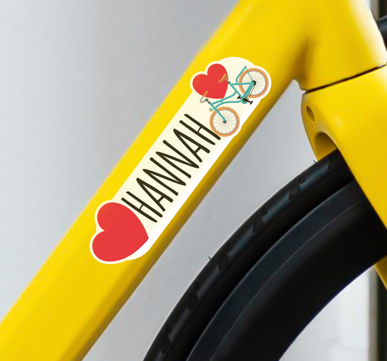 Two hearts bike sticker with name - TenStickers