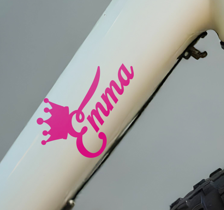 Pink crown bike sticker with name - TenStickers