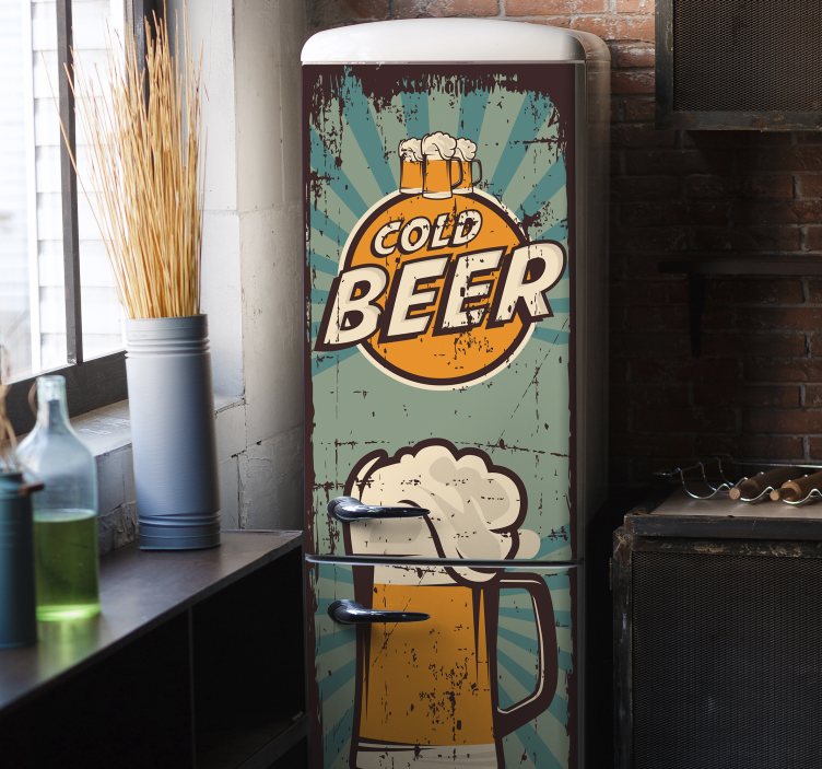 Beer mugs vinyl fridge sticker - TenStickers