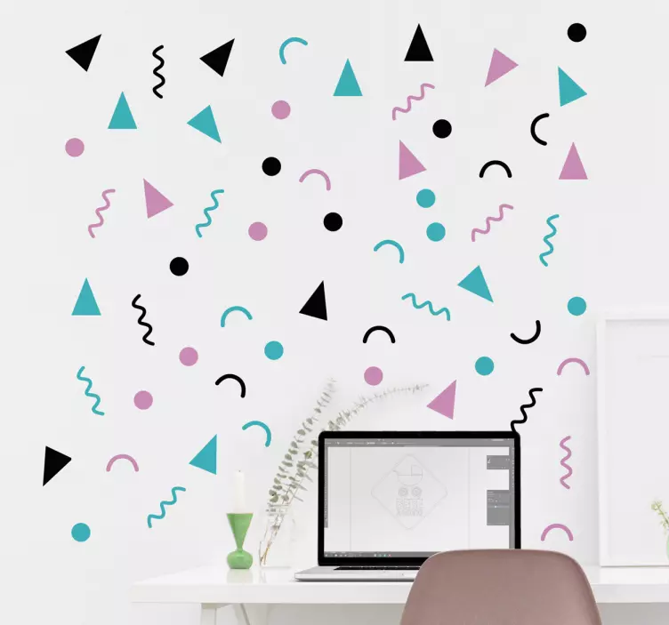 80s Geometric Shapes Wall Sticker - TenStickers