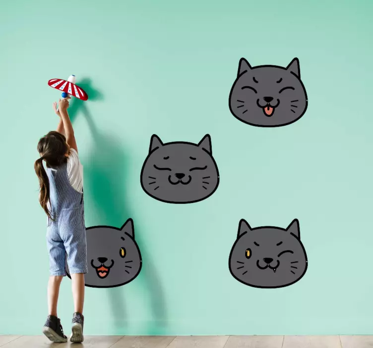 9 cute cartoon catssticker - TenStickers