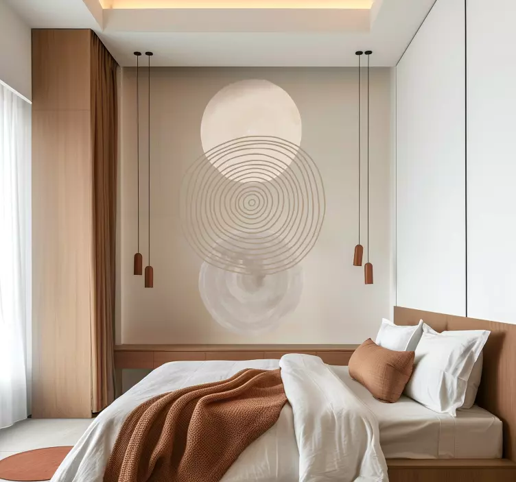 Abstract circular lines wall sticker for bedroom - TenStickers