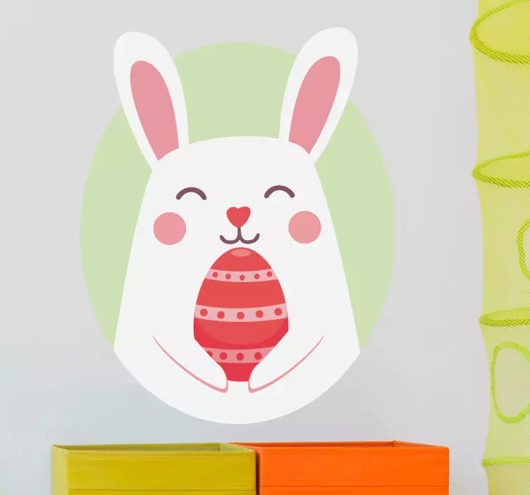 Adorable Bunny Grasping Egg pet sticker - TenStickers