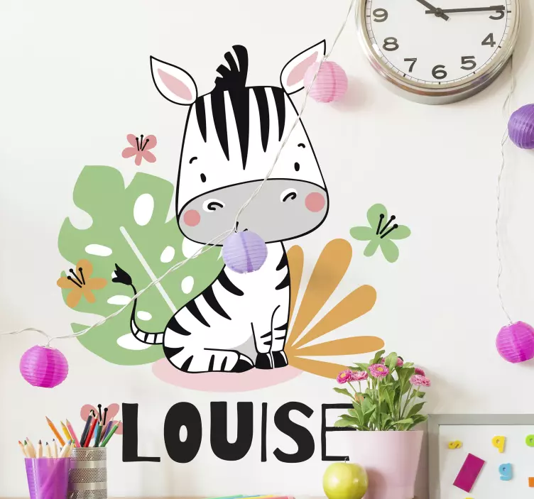 Adorable Zebra Figure wall sticker for kids - TenStickers