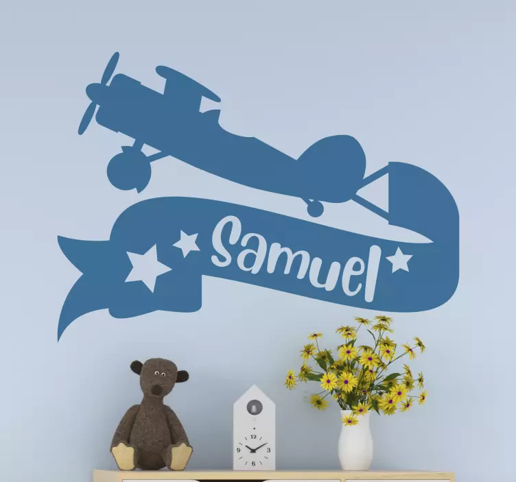 Airplane Name Banner wall sticker for kids - TenStickers