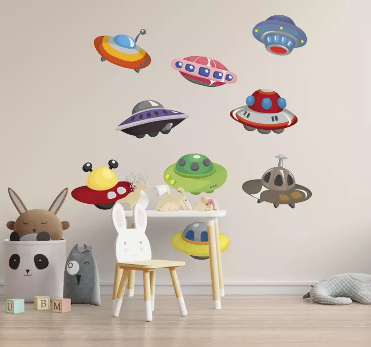 Alien UFOs space wall stickers - TenStickers