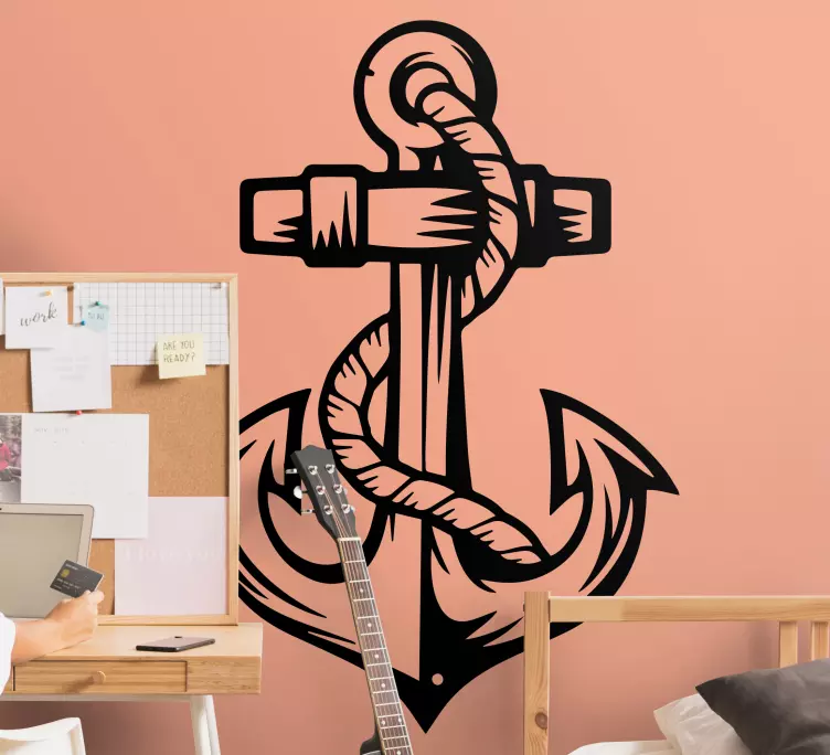 Anchor with robe  marine wall decal - TenStickers
