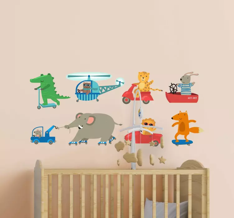 Animal adventure scene illustration wall sticker - TenStickers