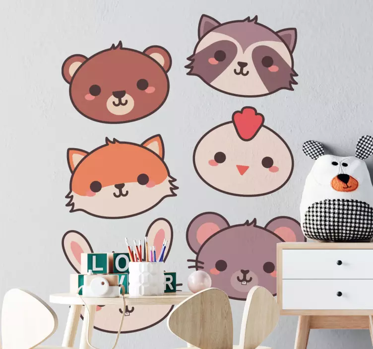 Animal heads for kids animal wall sticker - TenStickers