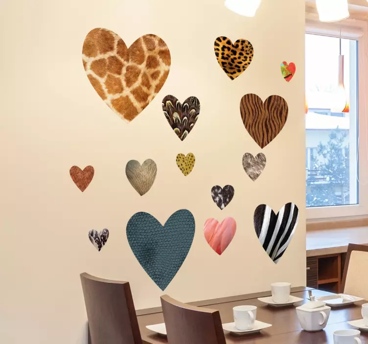 Animal print hearts love sticker - TenStickers