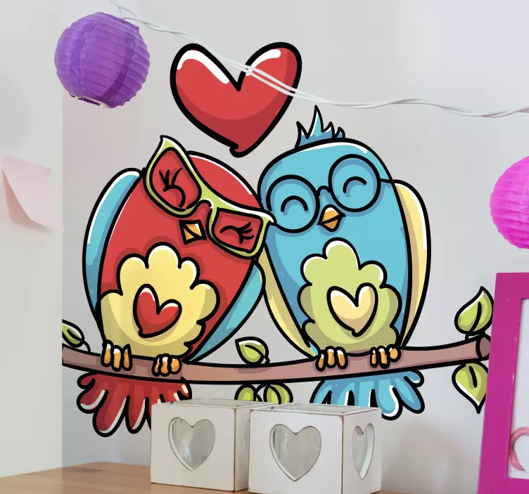 Animal wall sticker cute love birds - TenStickers