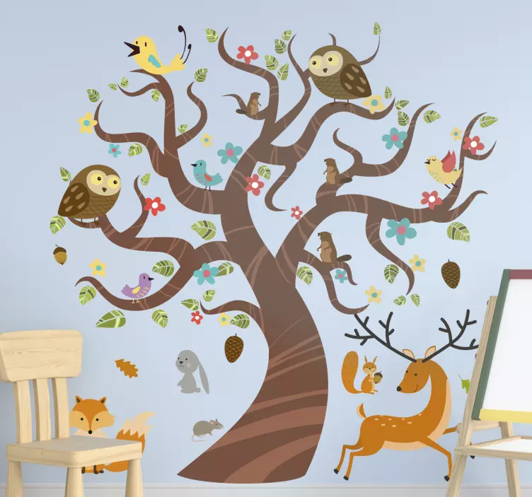 Animal wall sticker tree animals scene - TenStickers