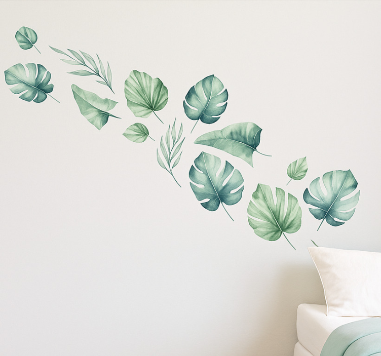 Aquarella monstera wall decal - TenStickers