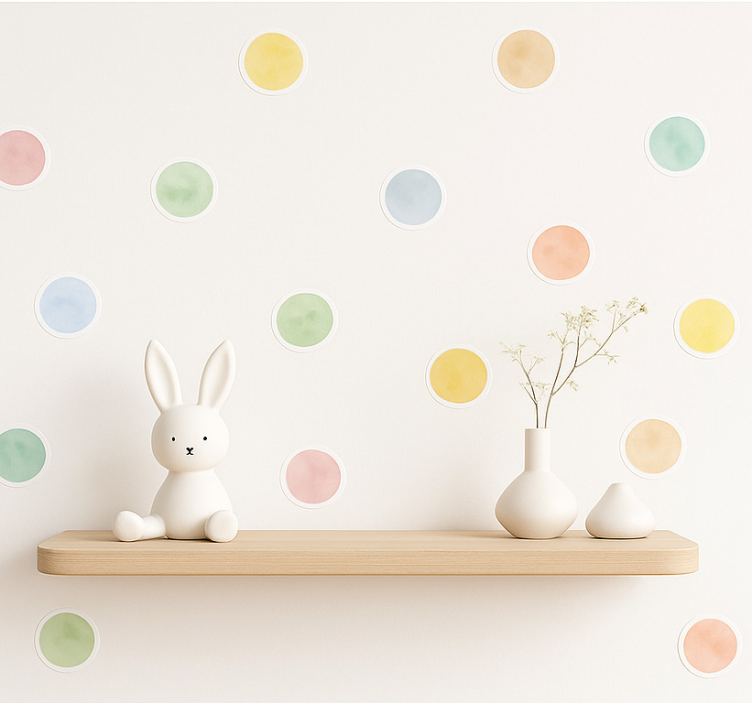 Aquarella polka dots illustration wall sticker - TenStickers