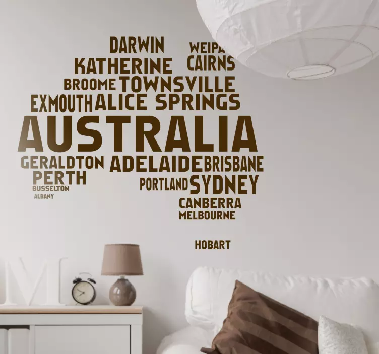 Australian Map Text Living room Wall Sticker - TenStickers