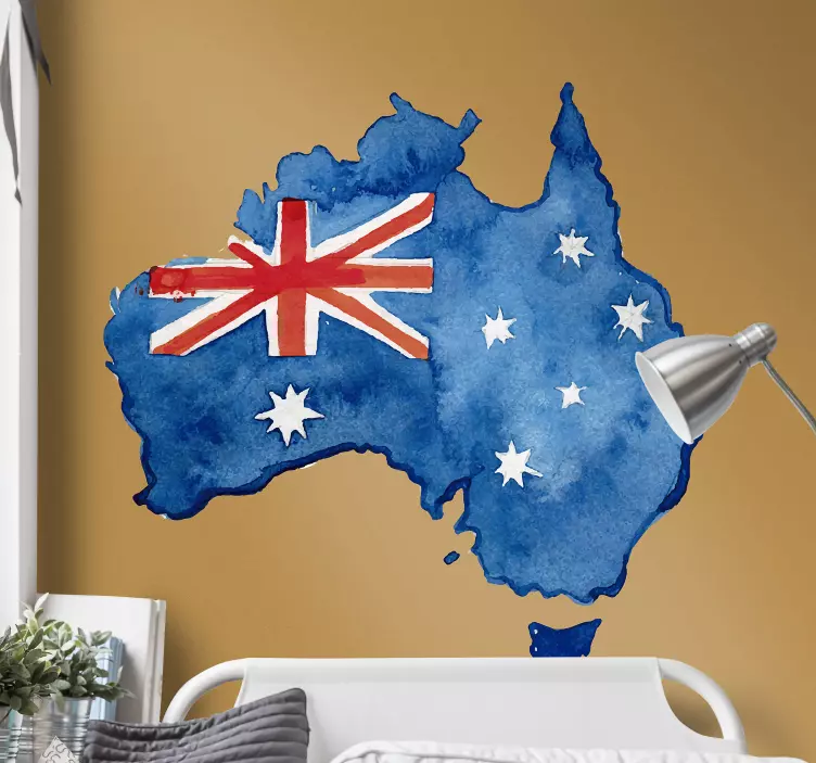 Australian Map watercolor world map decal - TenStickers
