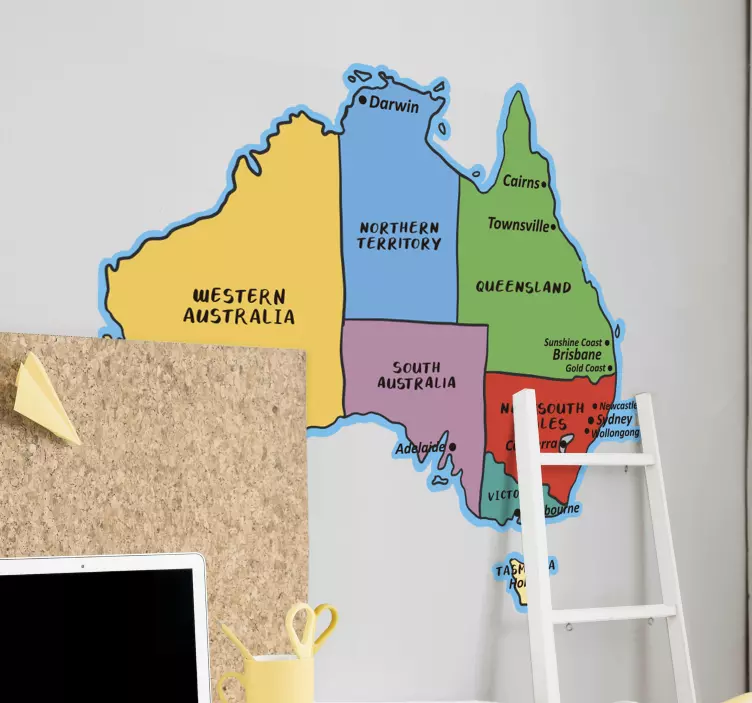 Australian world map wall sticker - TenStickers