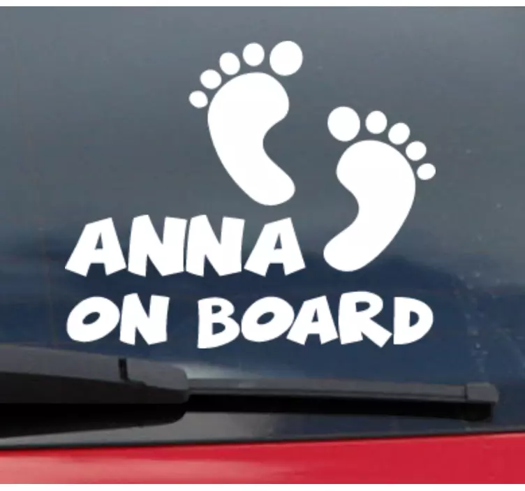 Customised name footprint baby on board sticker - TenStickers